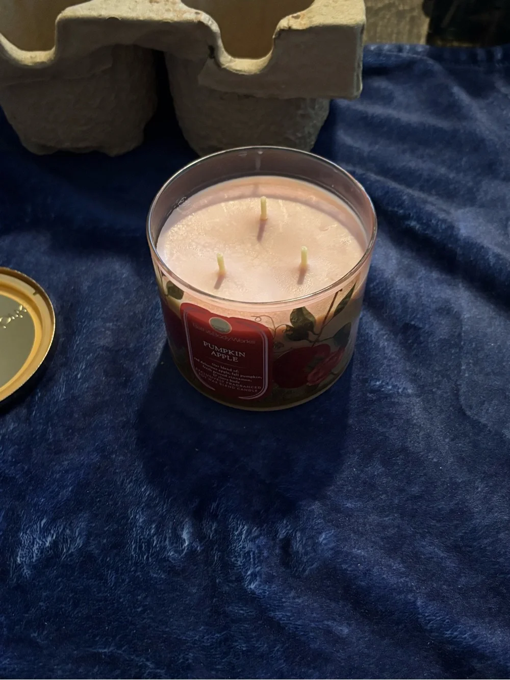 Bath & Body Works Pumpkin Apple Soy Candle - Burgundy & Gold